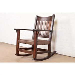 Gustav Stickley Mission Oak Arts & Crafts Rocking Chair, Circa 1910