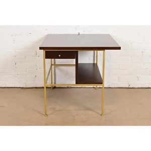Paul McCobb Irwin Collection Mahogany and Brass Nightstand or End Table, Newly Refinished