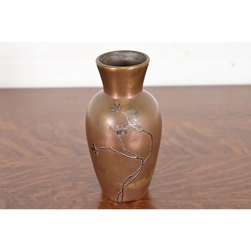 Heintz Arts & Crafts Sterling Silver on Bronze Vase - Image 2