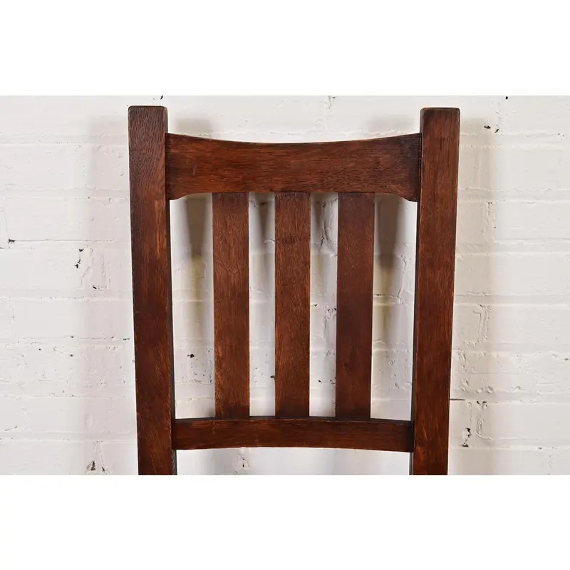 Stickley Brothers Antique Mission Oak Arts & Crafts Side Chairs or Dining Chairs, Pair - Image 6