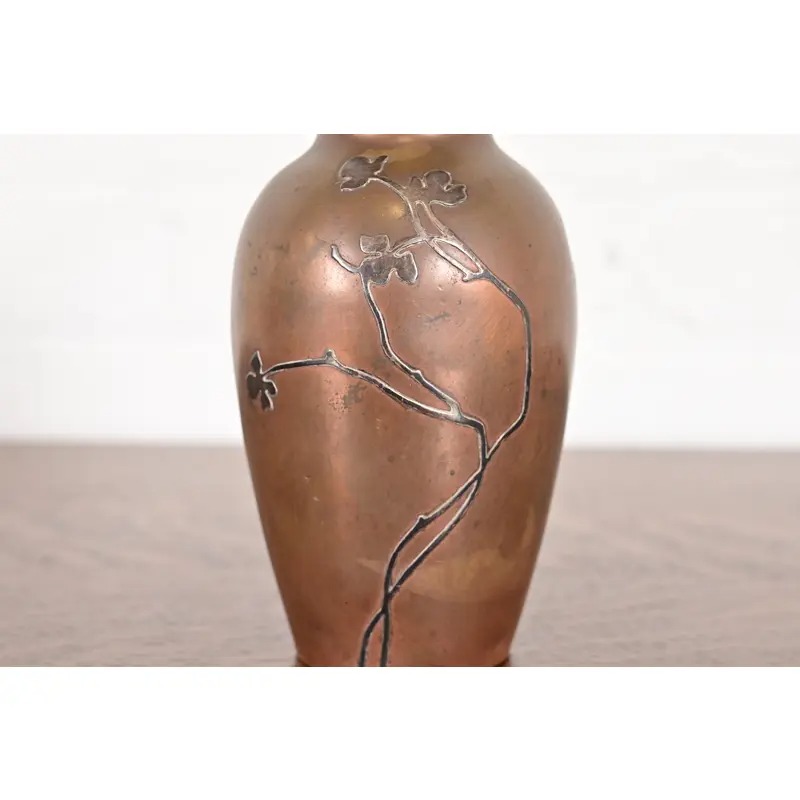 Heintz Arts & Crafts Sterling Silver on Bronze Vase - Image 7