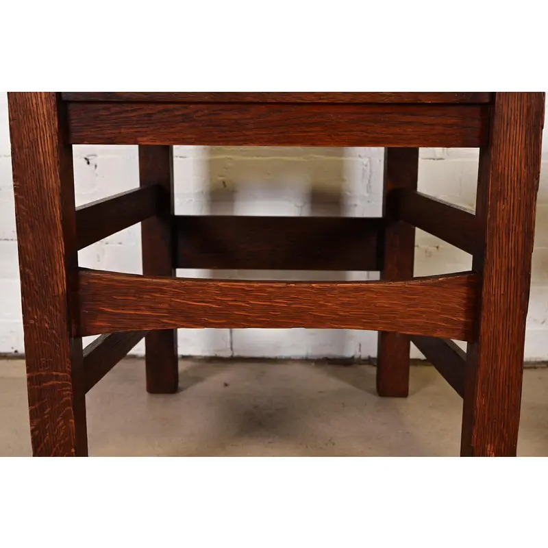 Stickley Brothers Antique Mission Oak Arts & Crafts Side Chairs or Dining Chairs, Pair - Image 8