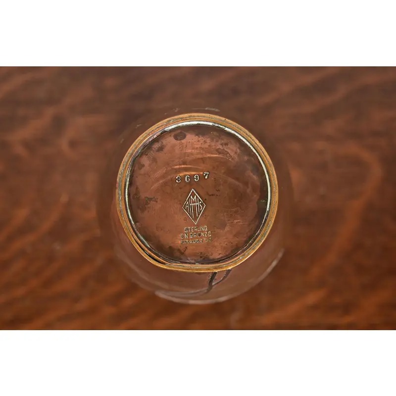 Heintz Arts & Crafts Sterling Silver on Bronze Vase - Image 9