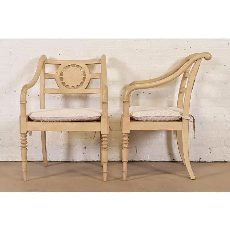 Baker Furniture British Colonial Armchairs, Set of Four - Image 10