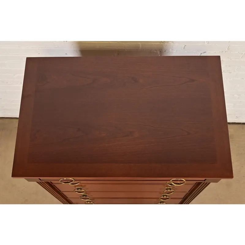 Baker Furniture French Regency Louis XVI Cherry Wood Highboy Dresser or Lingerie Chest, Newly Refinished - Image 10