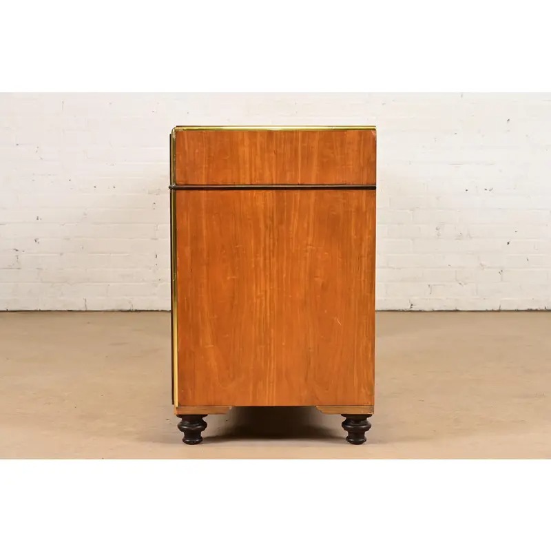 Baker Furniture Mid-Century Hollywood Regency Campaign Satinwood Desk or Executive Credenza, Circa 1960s - Image 10