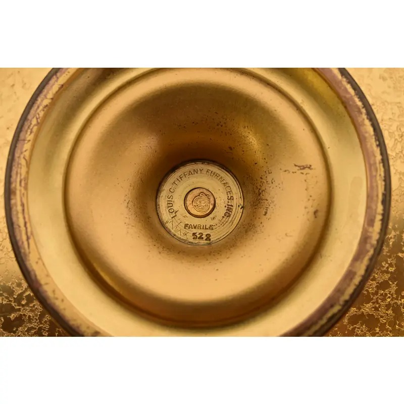 Louis Comfort Tiffany Furnaces Favrile Bronze Doré and Enamel Footed Centerpiece Bowl or Tazza - Image 10