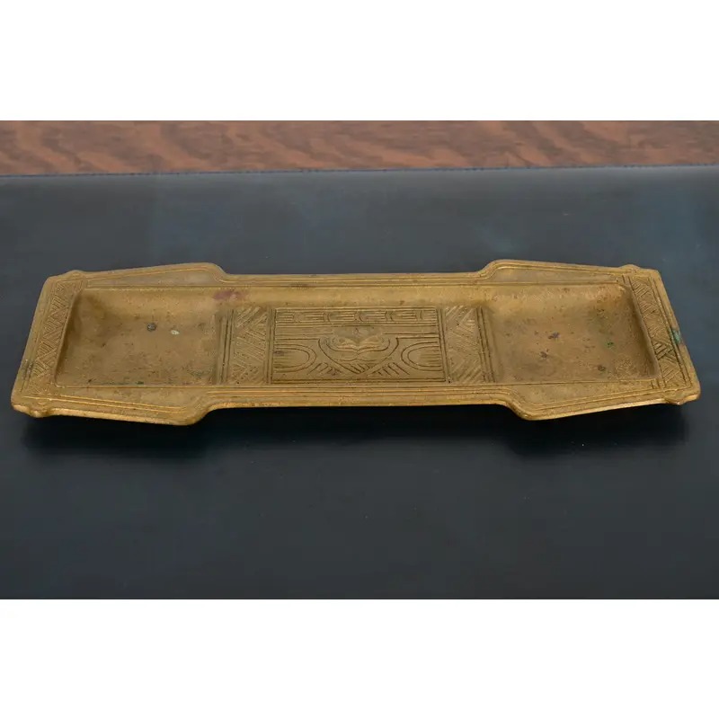 Tiffany Studios New York American Indian Pattern Bronze Doré Pen Tray