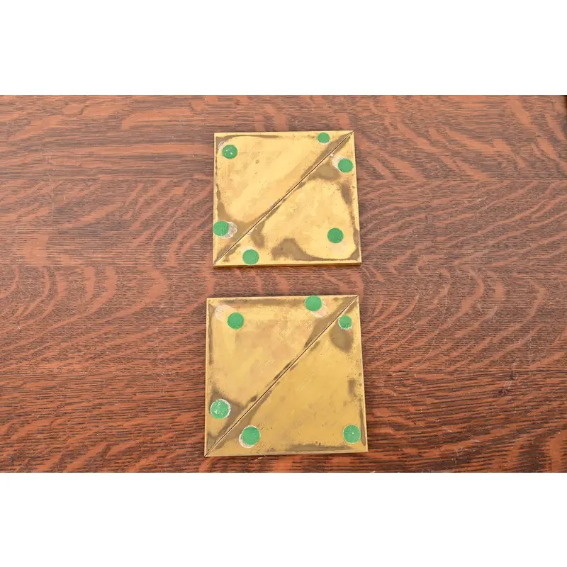 Tiffany Studios New York Grapevine Bronze Doré Blotter Corners With Leather Desk Blotter - Image 10
