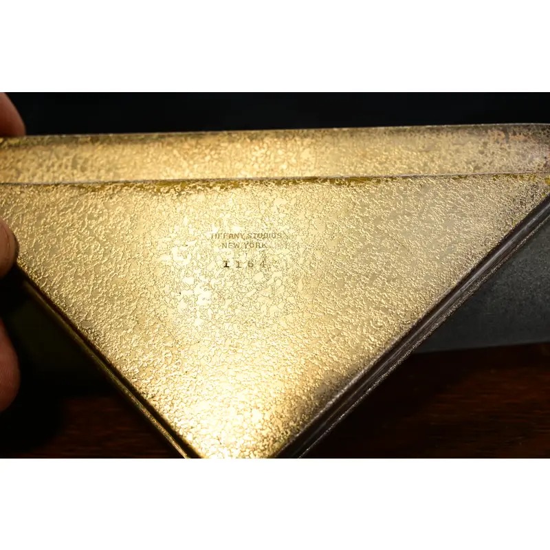 Tiffany Studios New York Silvered Bronze and Abalone Blotter Corners With Leather Desk Blotter - Image 10
