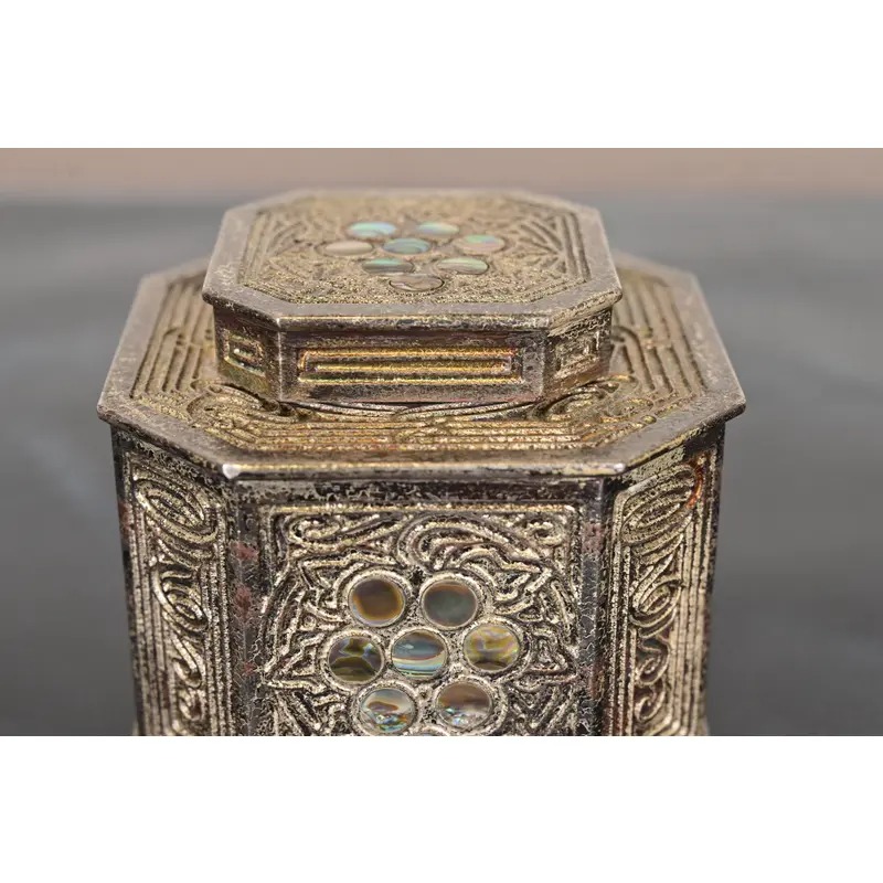 Tiffany Studios New York Silvered Bronze and Abalone Inkwell - Image 10