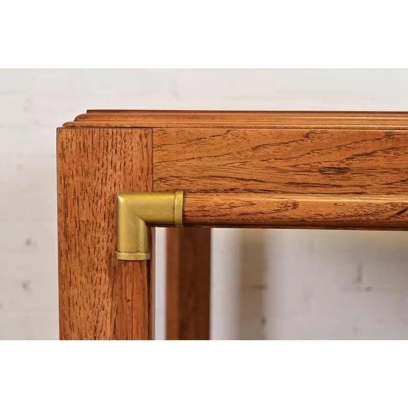 Drexel Heritage Mid-Century Hollywood Regency Campaign Walnut Extension Dining Table, Newly Refinished - Image 11