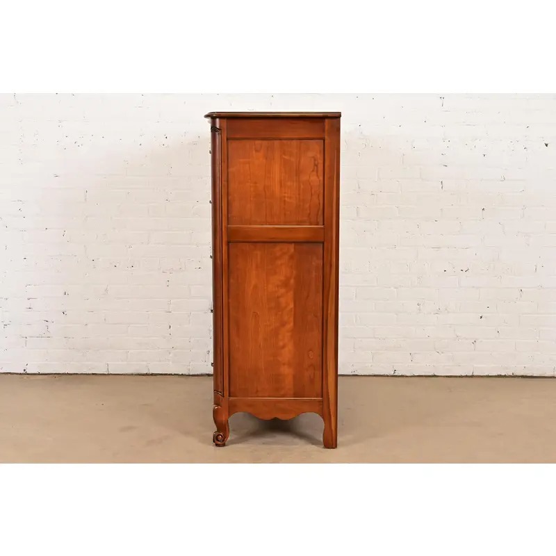 Kindel Furniture French Provincial Louis XV Carved Cherry Wood Highboy Dresser - Image 11
