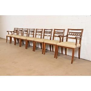 Kindel Furniture Regency Carved Cherry Wood Dining Chairs, Set of Eight