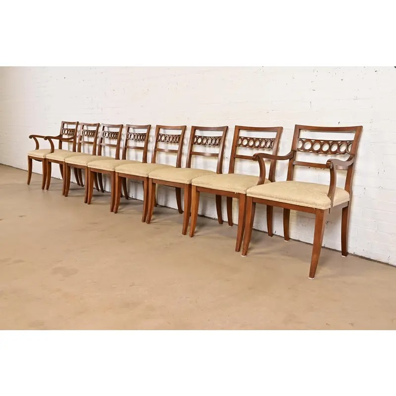 Kindel Furniture Regency Carved Cherry Wood Dining Chairs, Set of Eight