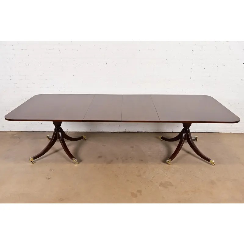Kittinger Georgian Banded Mahogany Double Pedestal Extension Dining Table, Newly Refinished - Image 2