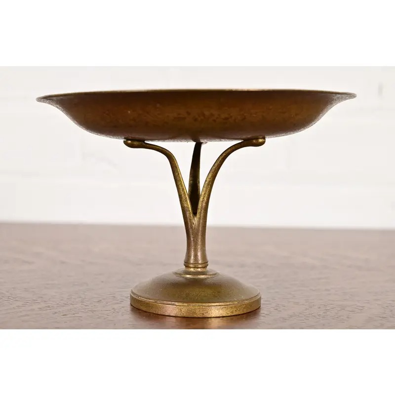 Tiffany Studios New York Bronze Doré Pedestal Bowl or Compote Dish - Image 2