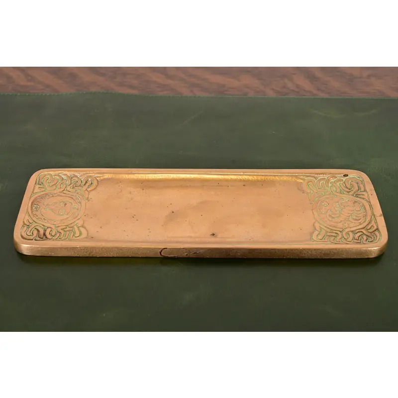 Tiffany Studios New York Zodiac Bronze Doré Pen Tray