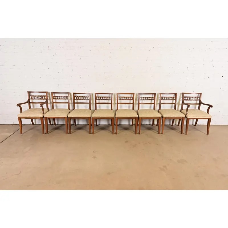 Kindel Furniture Regency Carved Cherry Wood Dining Chairs, Set of Eight - Image 3