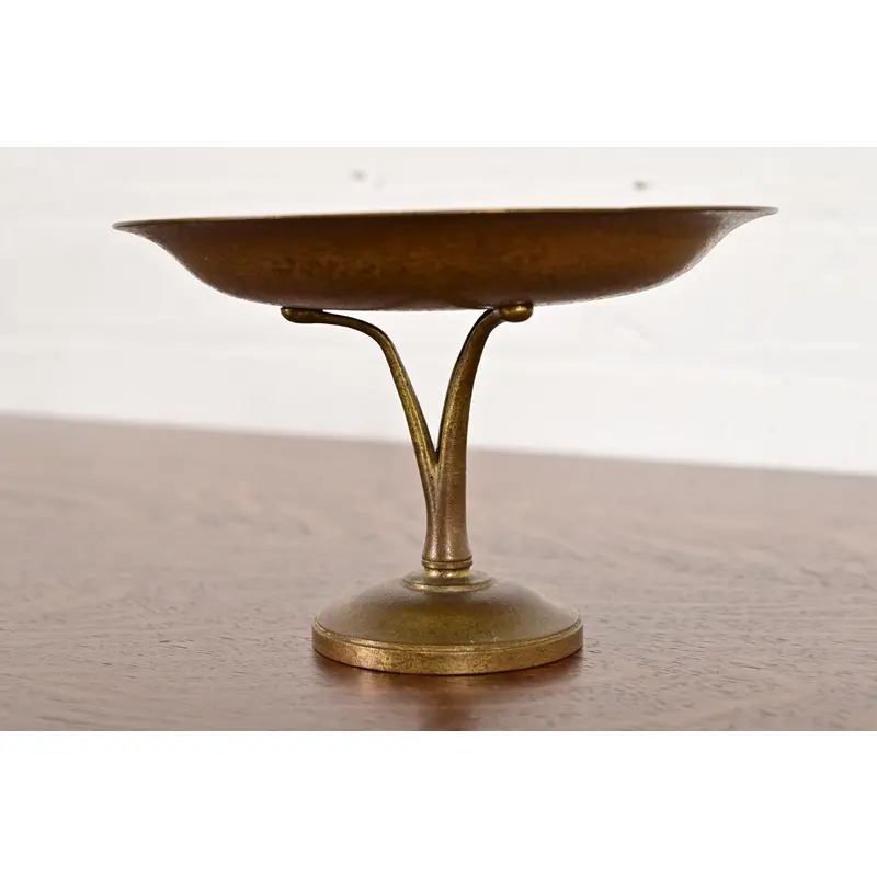 Tiffany Studios New York Bronze Doré Pedestal Bowl or Compote Dish - Image 3