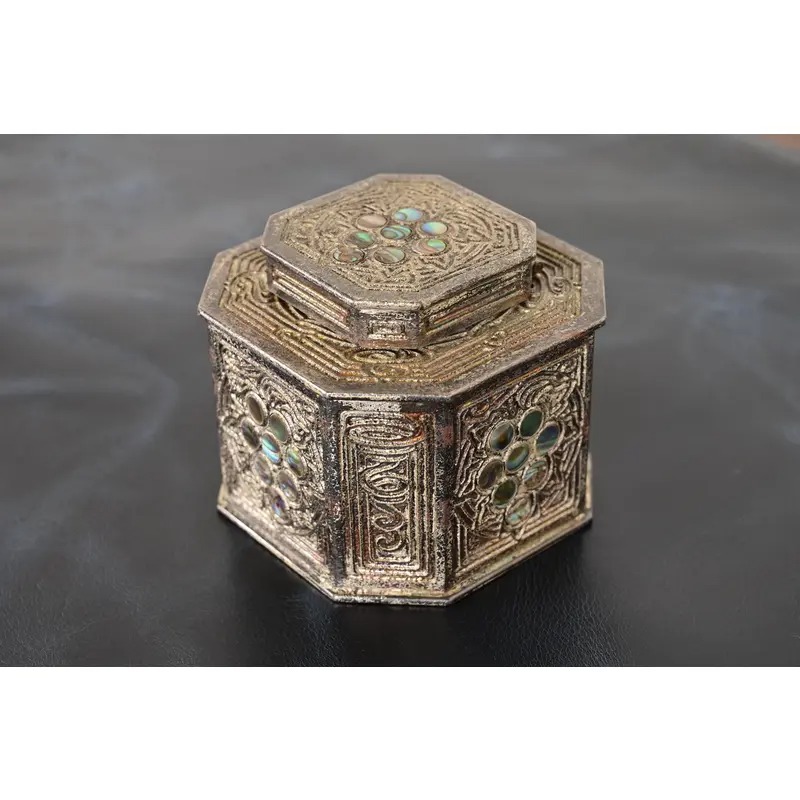 Tiffany Studios New York Silvered Bronze and Abalone Inkwell - Image 3