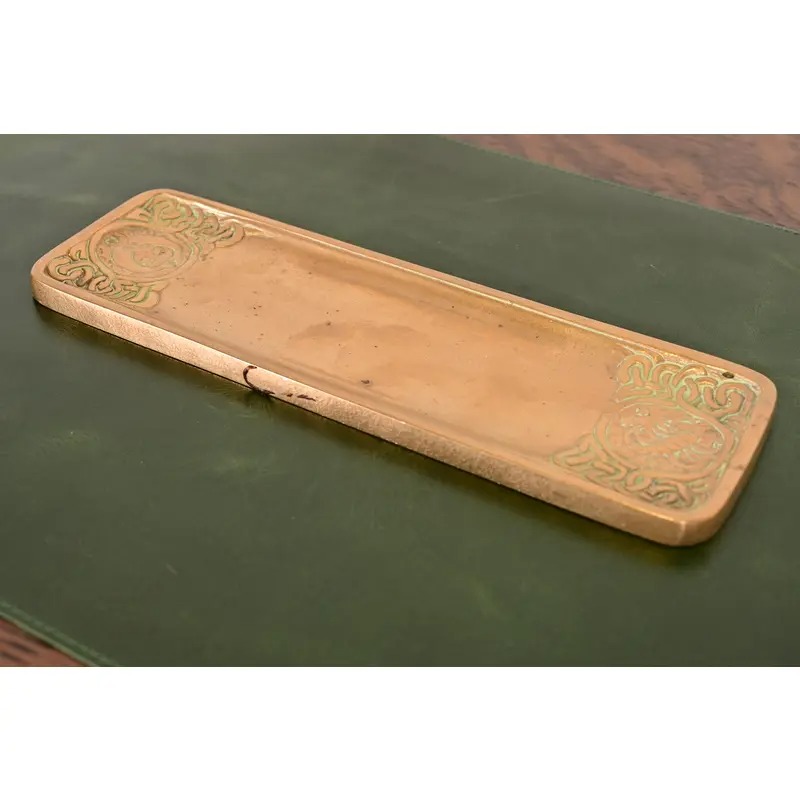 Tiffany Studios New York Zodiac Bronze Doré Pen Tray - Image 2