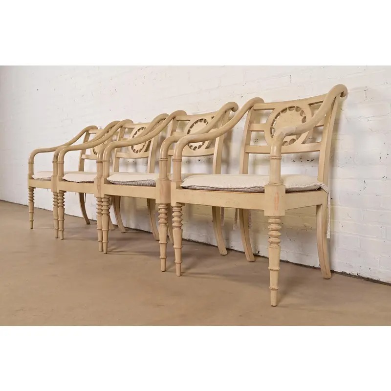 Baker Furniture British Colonial Armchairs, Set of Four - Image 4