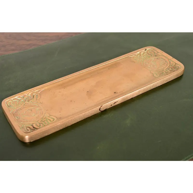 Tiffany Studios New York Zodiac Bronze Doré Pen Tray - Image 3