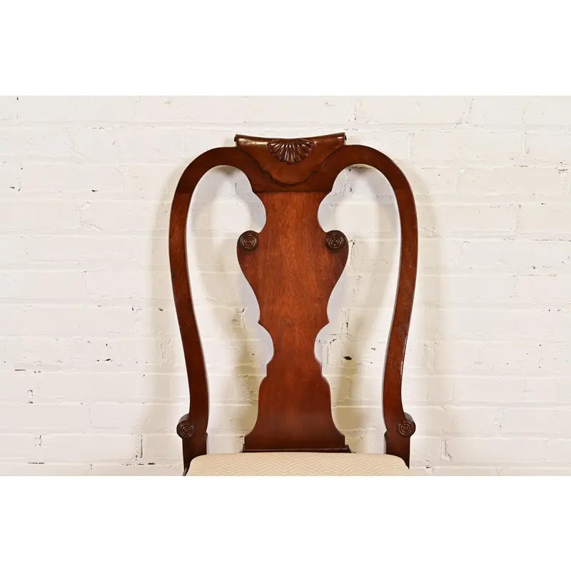Baker Furniture Georgian Carved Mahogany Side Chairs or Dining Chairs, Pair - Image 5