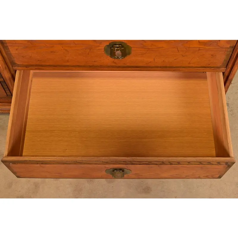 Davis Cabinet Company Mid-Century Modern Hollywood Regency Chinoiserie Teak Six Drawer Dresser, Circa 1960s - Image 5