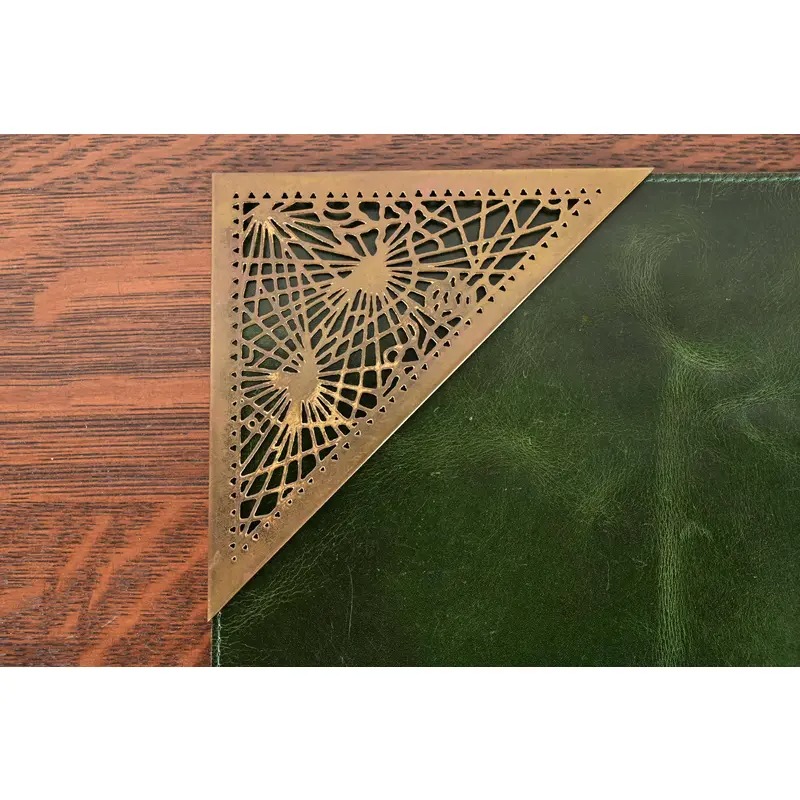 Tiffany Studios New York Grapevine Bronze Doré Blotter Corners With Leather Desk Blotter - Image 5