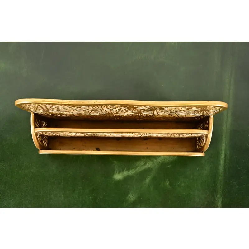 Tiffany Studios New York Pine Needle Bronze Doré and Favrile Slag Glass Letter Rack - Image 5