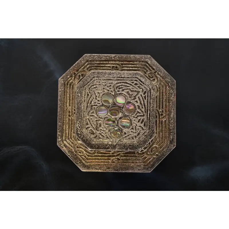Tiffany Studios New York Silvered Bronze and Abalone Inkwell - Image 5