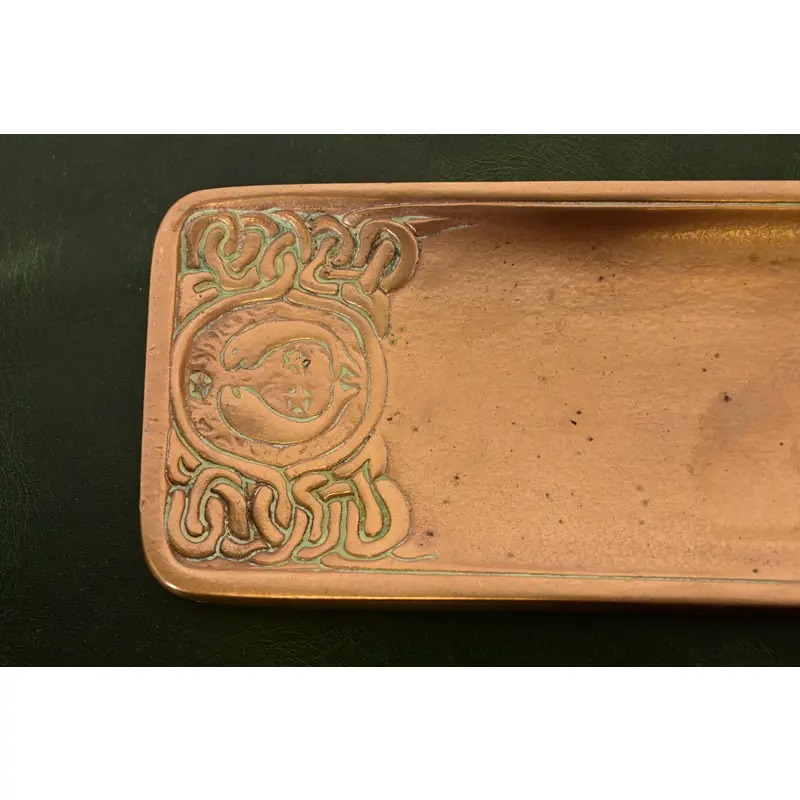 Tiffany Studios New York Zodiac Bronze Doré Pen Tray - Image 4