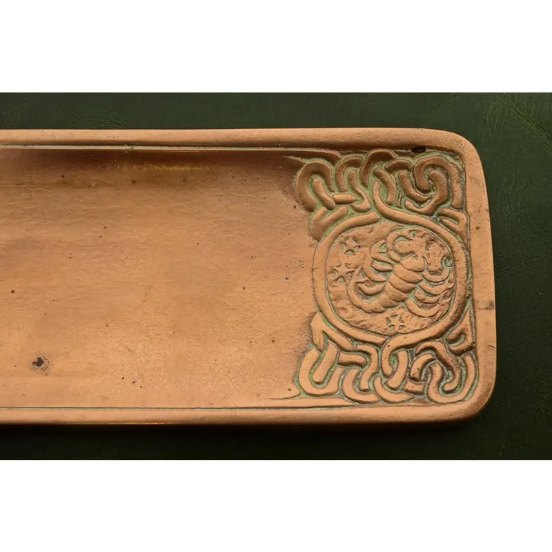 Tiffany Studios New York Zodiac Bronze Doré Pen Tray - Image 5