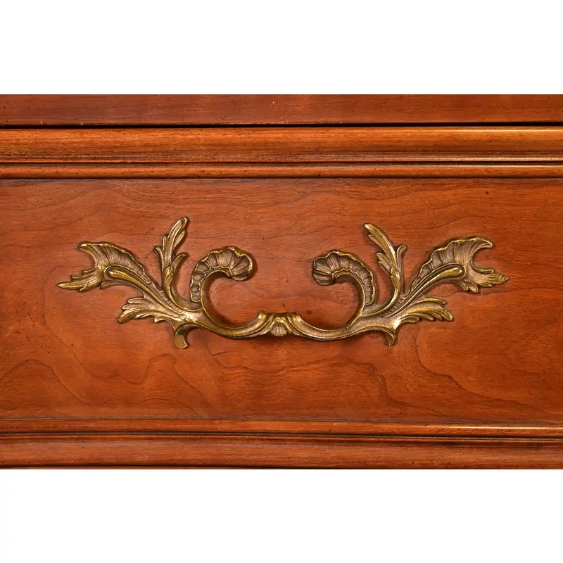 Kindel Furniture French Provincial Louis XV Carved Cherry Wood Highboy Dresser - Image 8
