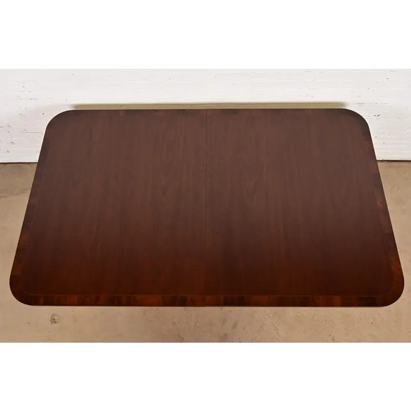 Kittinger Georgian Banded Mahogany Double Pedestal Extension Dining Table, Newly Refinished - Image 8