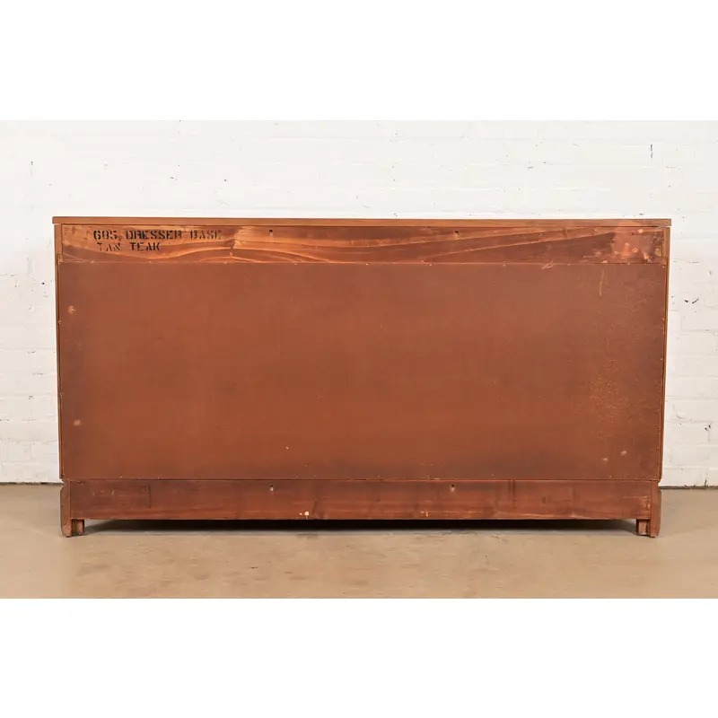 Davis Cabinet Company Mid-Century Modern Hollywood Regency Chinoiserie Teak Six Drawer Dresser, Circa 1960s - Image 9