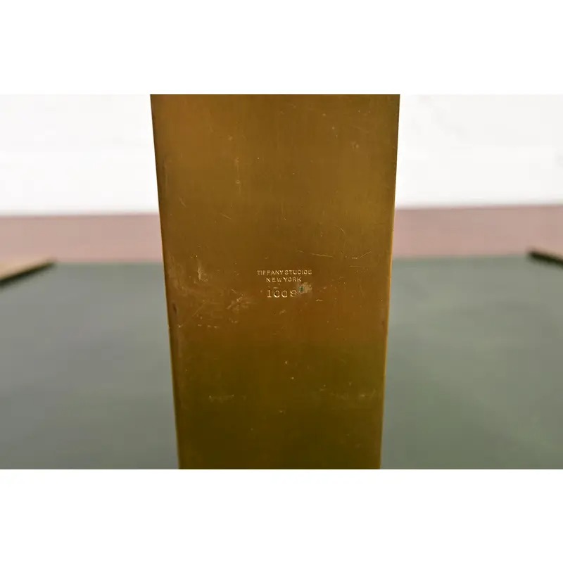Tiffany Studios New York Pine Needle Bronze Doré and Favrile Slag Glass Letter Rack - Image 9