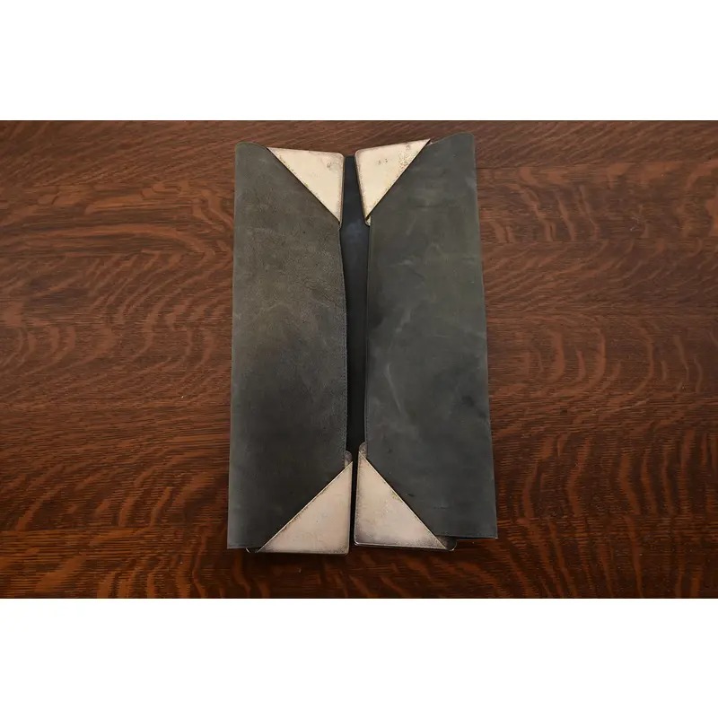 Tiffany Studios New York Silvered Bronze and Abalone Blotter Corners With Leather Desk Blotter - Image 9