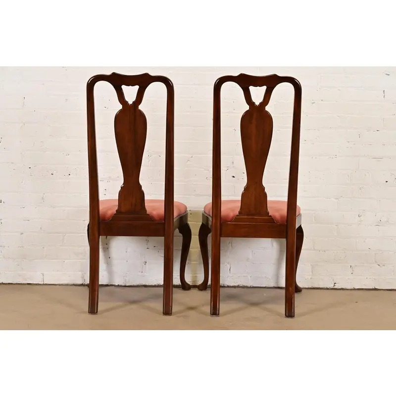 Henredon Queen Anne Solid Mahogany Side Chairs or Dining Chairs, Pair - Image 10