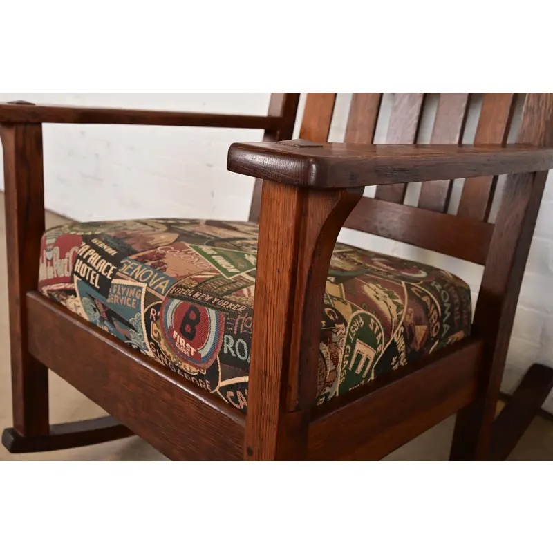 J. M. Young & Sons Antique Mission Oak Arts & Crafts Rocking Chair, Circa 1900 - Image 10