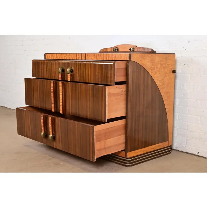Leo Jiranek for Grand Rapids Furniture Art Deco Walnut and Burl Wood Dreasser, 1930s - Image 10