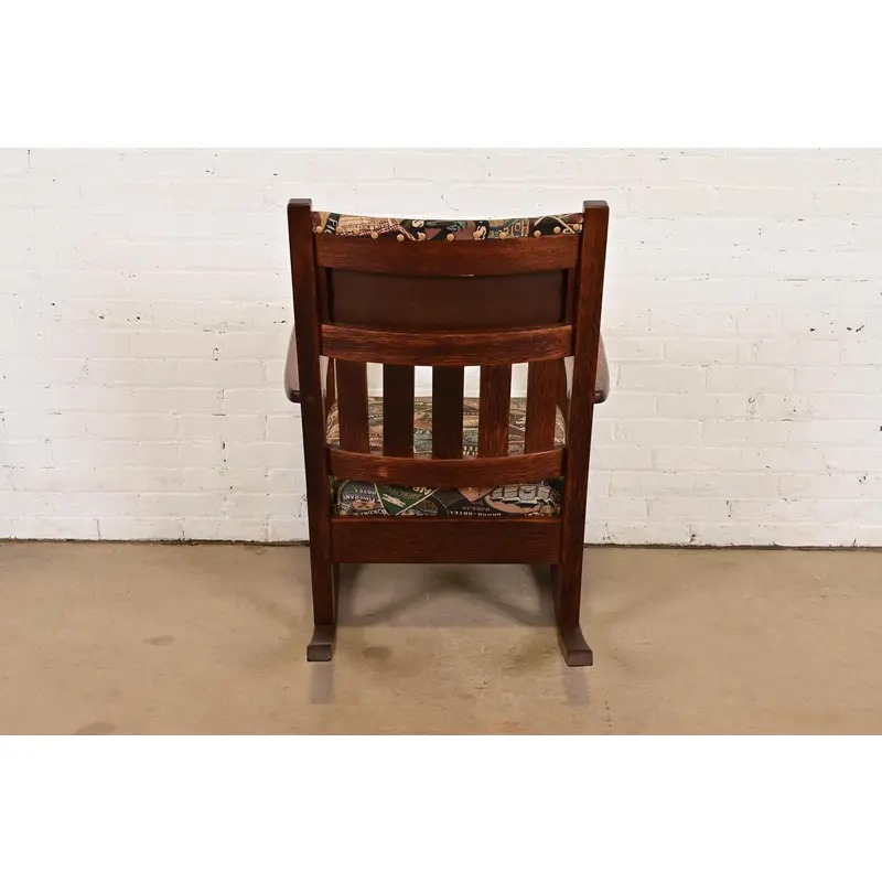 J. M. Young & Sons Antique Mission Oak Arts & Crafts Rocking Chair, Circa 1900 - Image 11