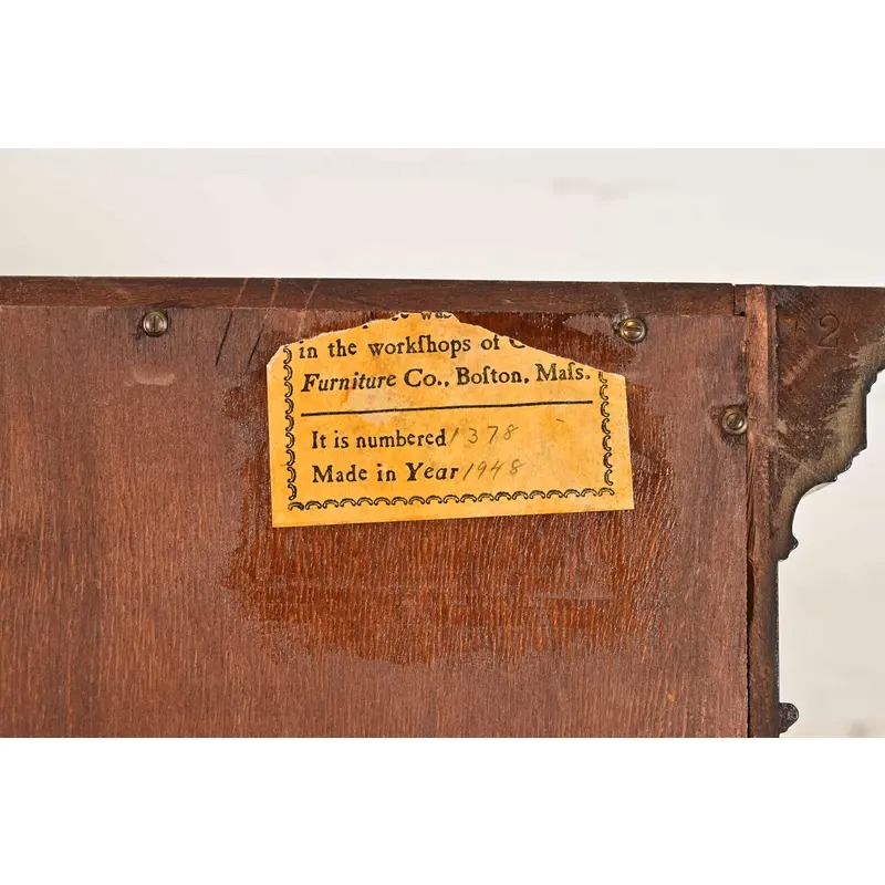 Charak Furniture Georgian Flame Mahogany Breakfront Bookcase Cabinet With Carved Eagle Finial, 1940s - Image 12