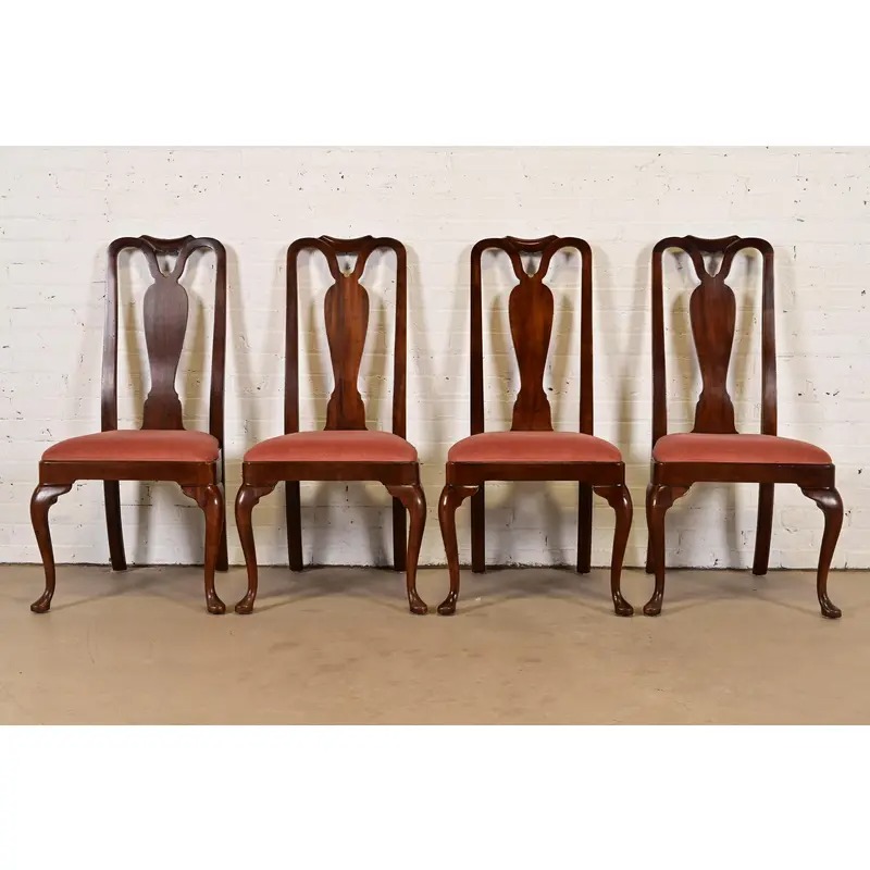 Henredon Queen Anne Solid Mahogany Side Chairs or Dining Chairs, Pair - Image 12