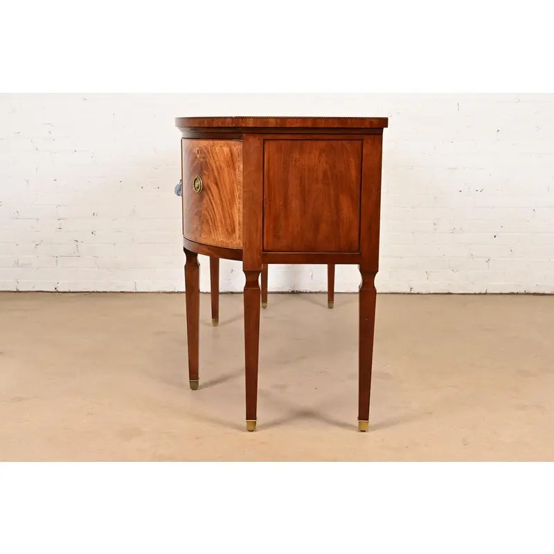 Baker Furniture Stately Homes Sheraton Bow Front Inlaid Mahogany Sideboard - Image 13