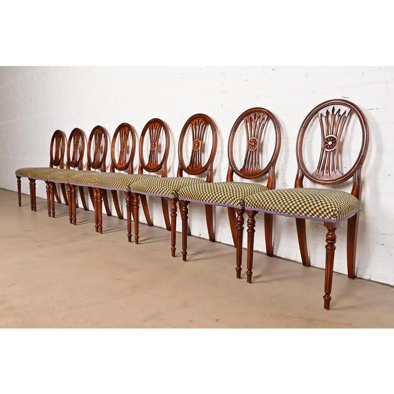 French Regency Louis XVI Carved Mahogany Dining Chairs by Bevan Funnell, Set of Four - Image 13