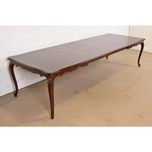 Kindel Furniture French Provincial Louis XV Carved Walnut Extension Dining Table, Newly Refinished