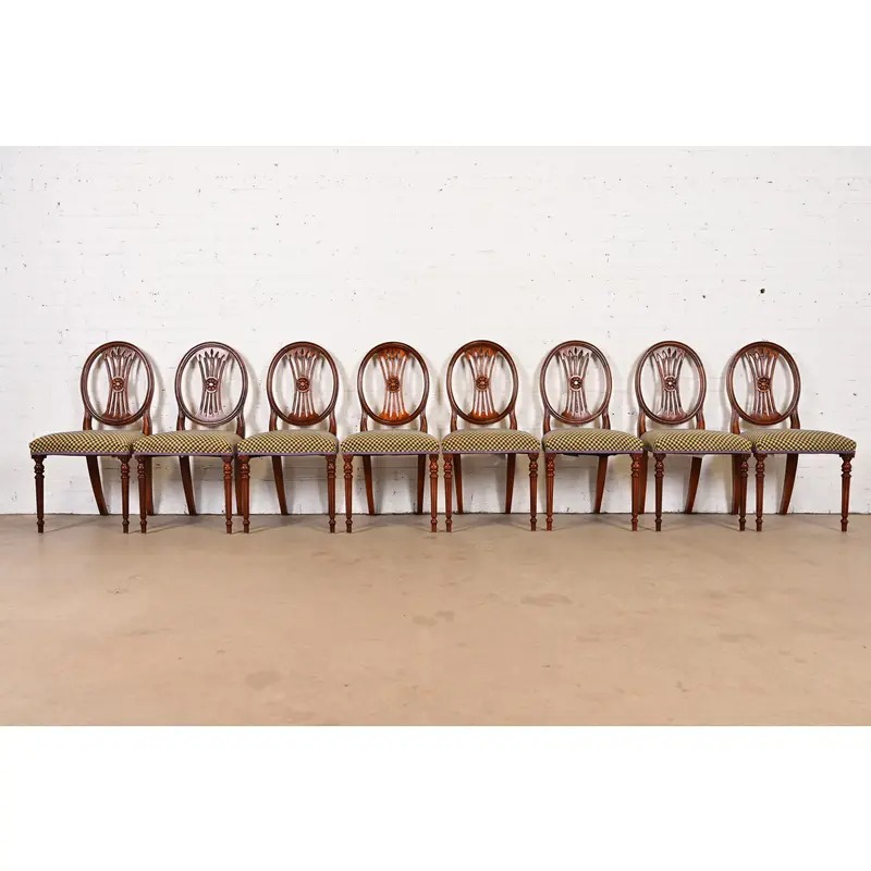 French Regency Louis XVI Carved Mahogany Dining Chairs by Bevan Funnell, Set of Eight - Image 2